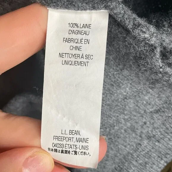 L.L. Bean Women Gray Wool Long Sleeve Pockets Button Front Cardigan Size L - Picture 4 of 9